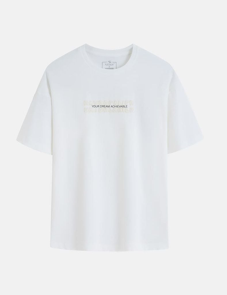 Áo t-shirt ngắn tay nữ cổ tròn in trước ngực