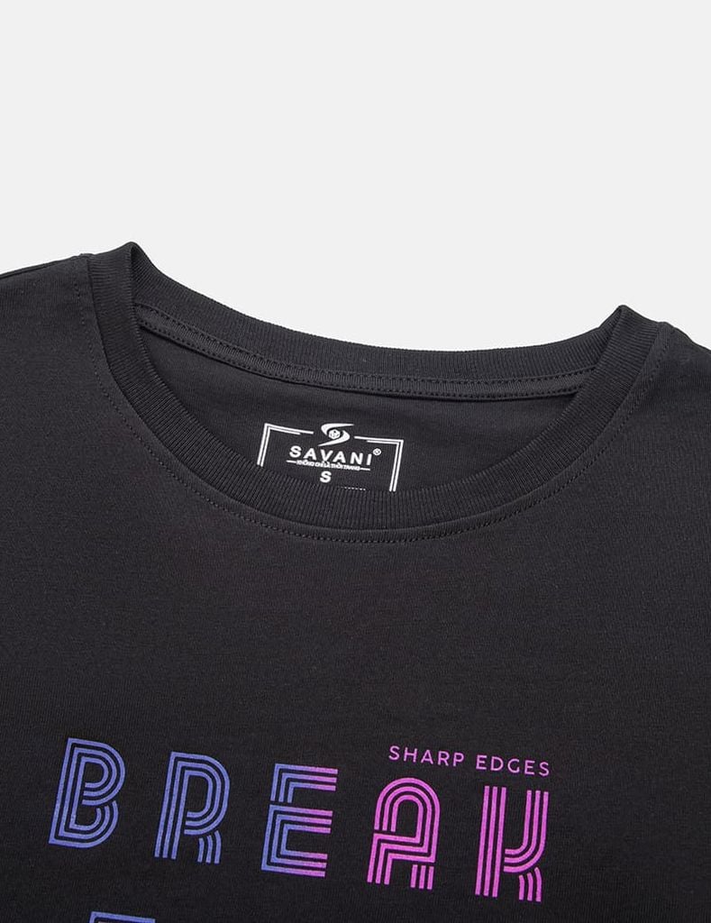 Áo t-shirt ngắn tay cổ tròn nữ croptop hình in trước ngực