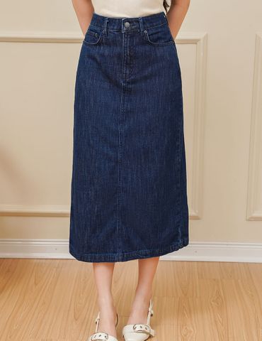 Chân váy jean nữ dáng dài thiết kế xẻ sau