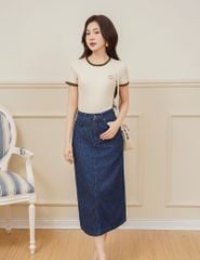 Chân váy jean nữ dáng dài thiết kế xẻ sau