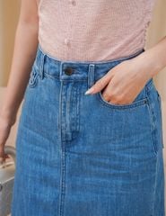 Chân váy jean nữ dáng dài thiết kế xẻ sau