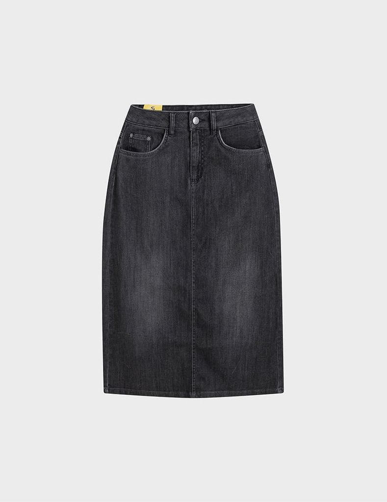 Chân váy jean dáng dài xẻ sau