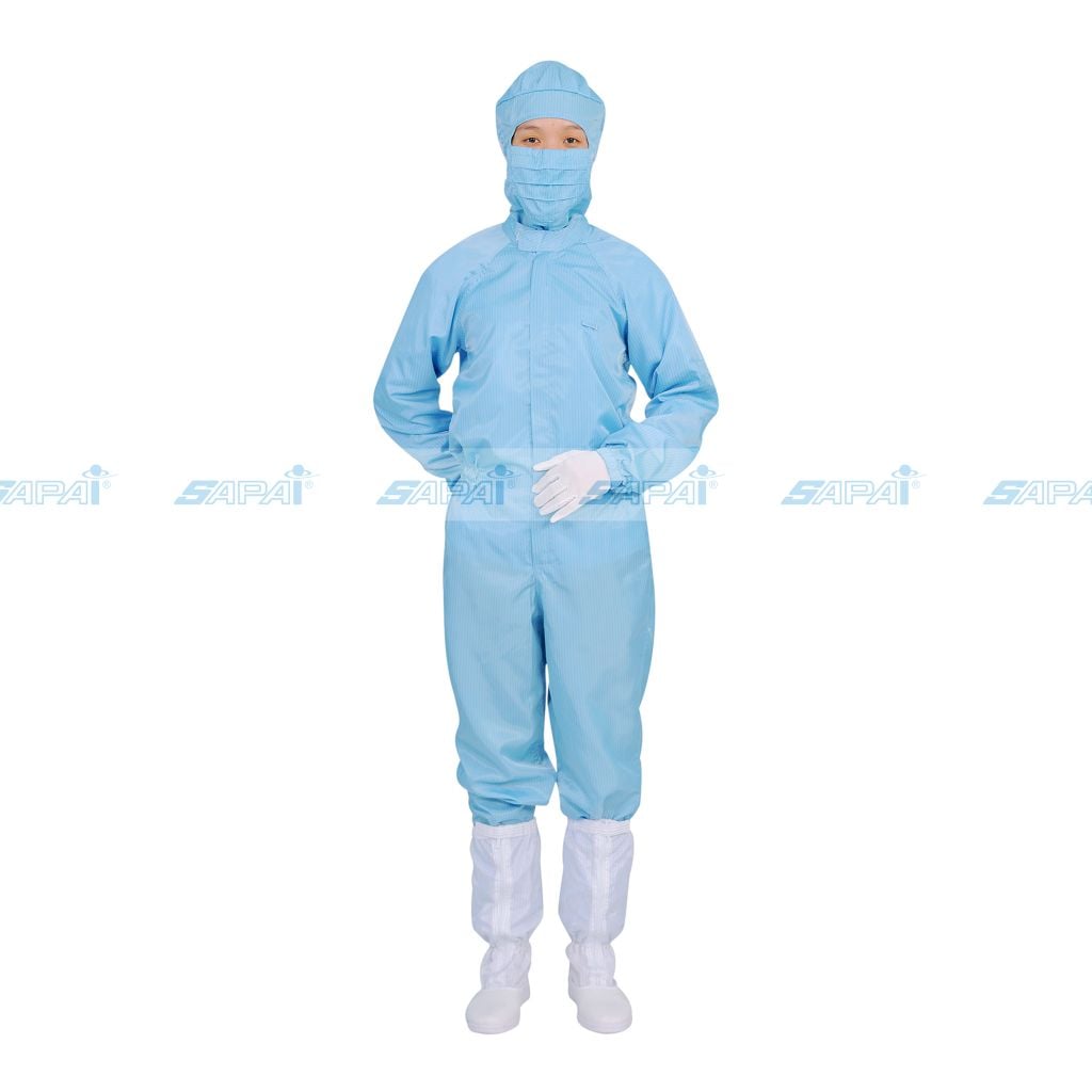 Áo liền quần chống tĩnh điện không mũ JS01 (vải sọc)