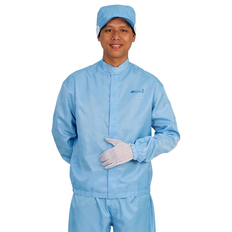 Áo khoác ESD, cổ trụ JK01 (vải sọc)