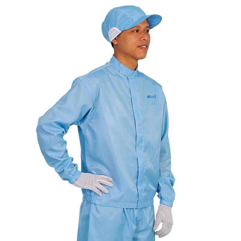 Áo khoác ESD, cổ trụ JK01 (vải sọc)