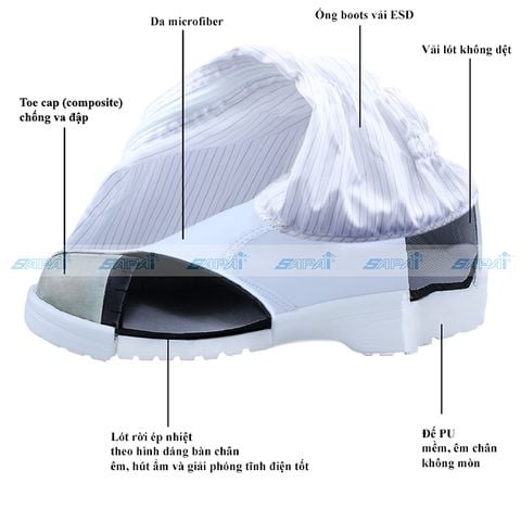 Giày ống an toàn bít mũi ESD đế PU ES11