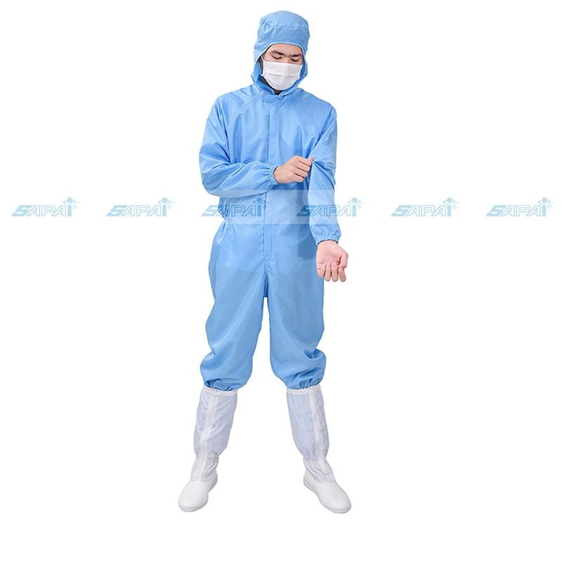 Áo liền quần chống tĩnh điện kiểu có mũ JH100 (vải sọc)