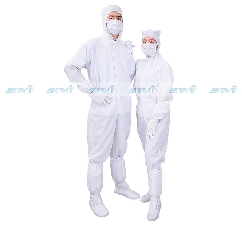 Áo liền quần chống tĩnh điện kiểu có mũ JH100 (vải sọc)