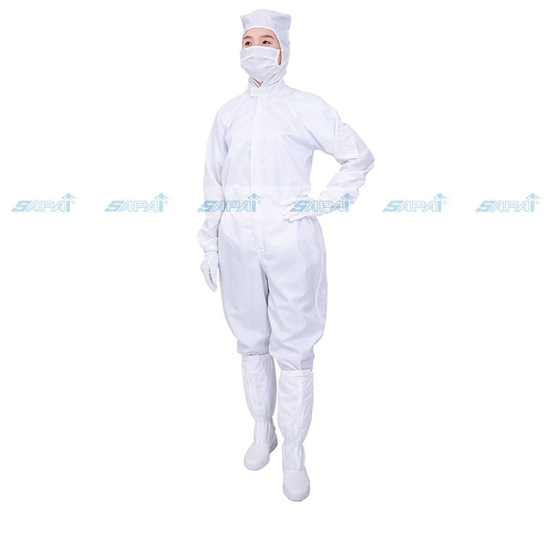 Áo liền quần chống tĩnh điện kiểu có mũ JH100 (vải sọc)