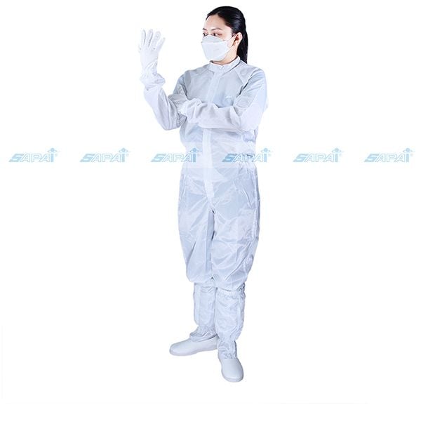 Áo liền quần chống tĩnh điện không mũ JS01 (vải sọc)