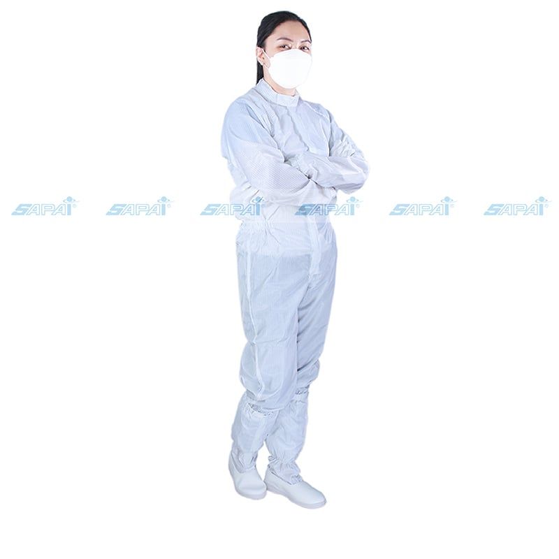 Áo liền quần chống tĩnh điện không mũ JS01 (vải sọc)