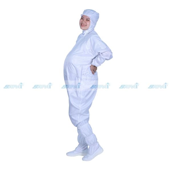Áo bầu liền quần không mũ chống tĩnh điện JS22.02 (vải sọc)