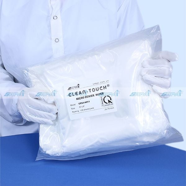 Khăn lau phòng sạch vải Polyester, siêu mịn co dãn MI11