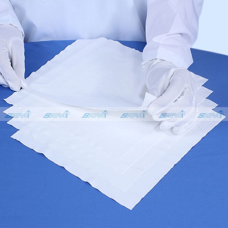 Khăn lau phòng sạch vải Polyester, siêu mịn co dãn MI11