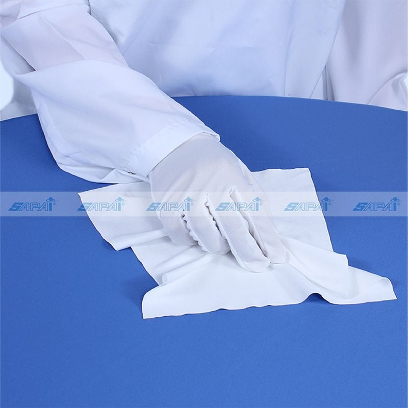 Khăn lau phòng sạch vải Polyester, siêu mịn co dãn MI11