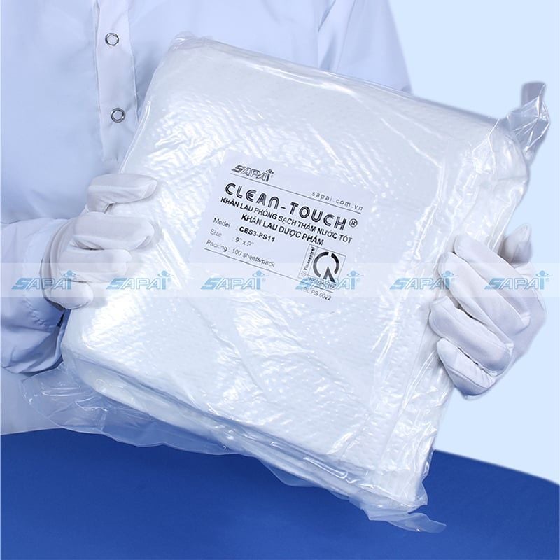 Khăn lau phòng sạch vải Polyester, thấm nước tốt PS11