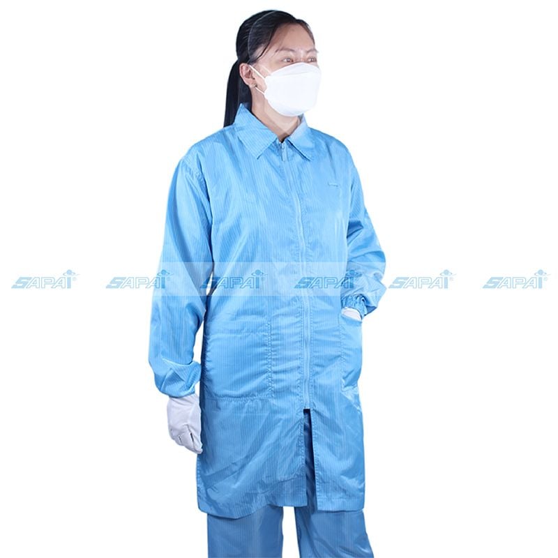 Áo khoác dài chống tĩnh điện SM01 (vải sọc)