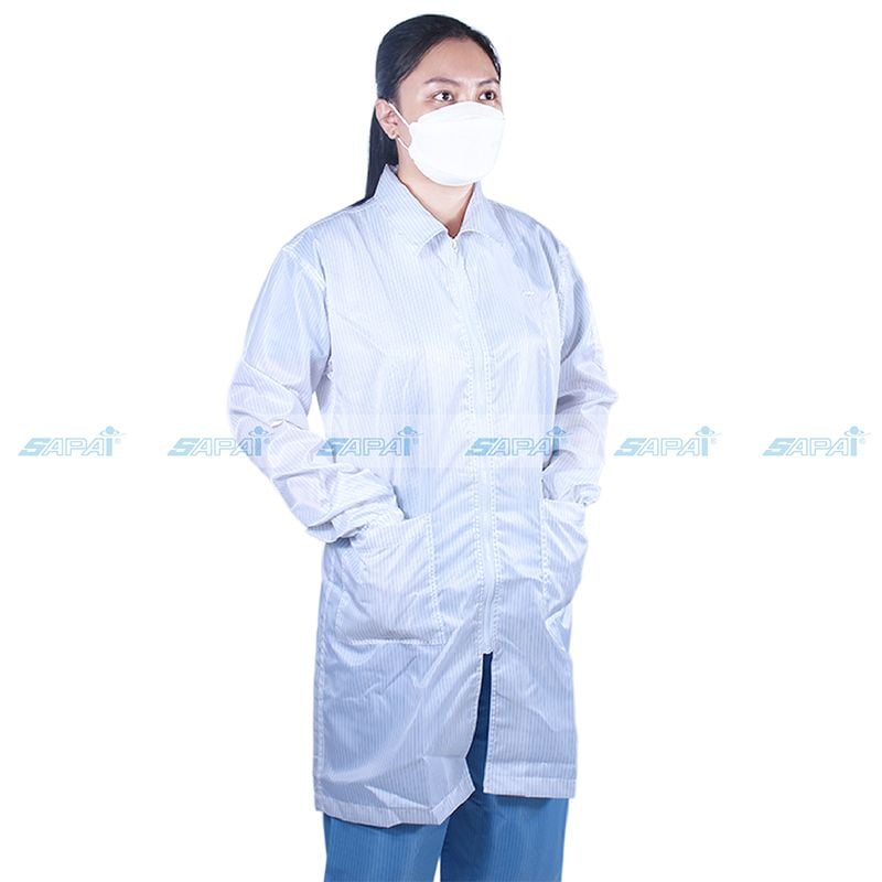 Áo khoác dài chống tĩnh điện SM01 (vải sọc)