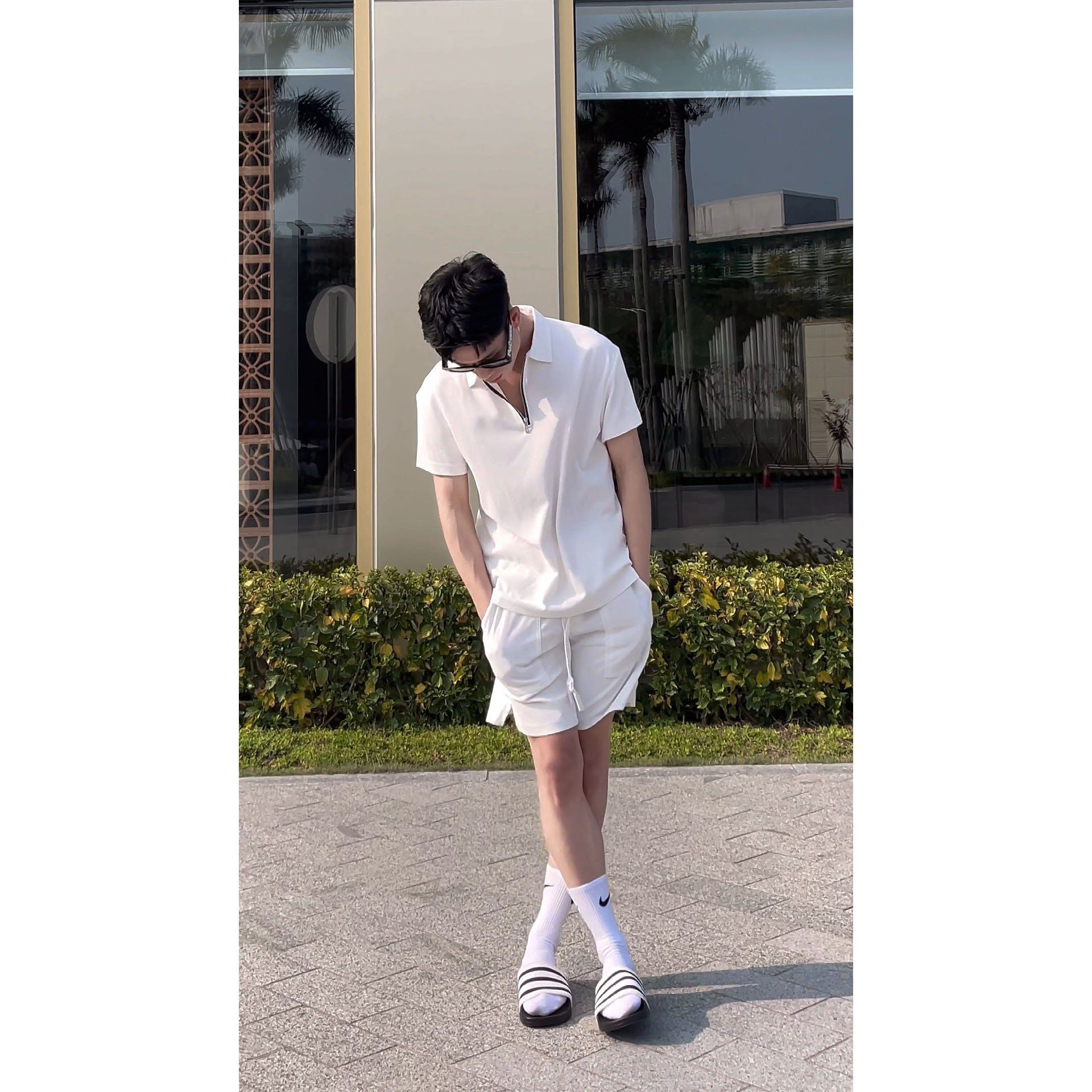  Dép quai ngang nam nữ Unisex Slipper M Masler-MT 3 sọc đen trắng với đế chống trơn và quai êm chân TD2 