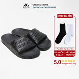  Dép quai ngang nam nữ Unisex Slipper M Masler-MT 3 sọc màu đen với thiết kế đế chống trơn trượt và quai êm chân DT2 