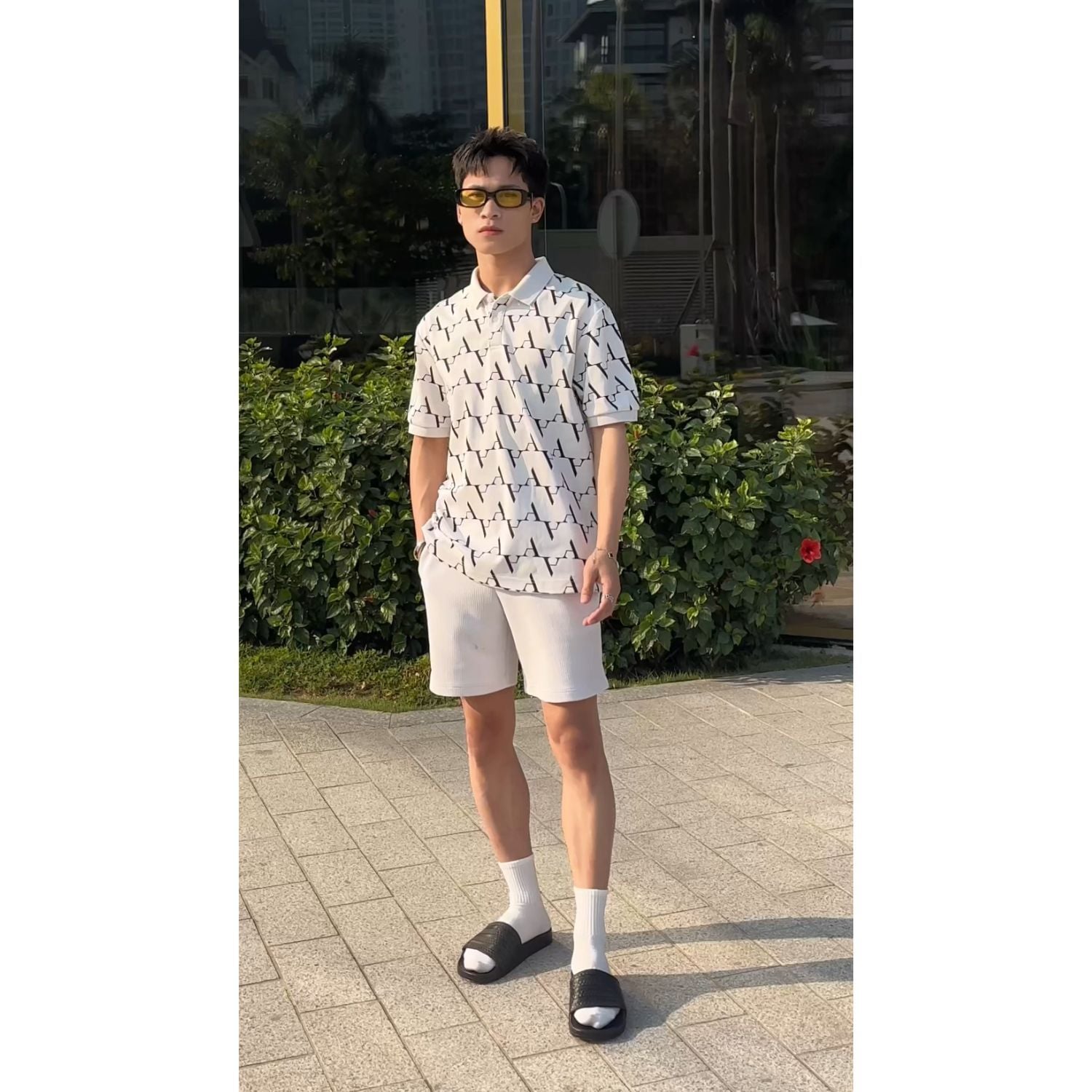  Dép quai ngang nam nữ Unisex Slipper M Masler-MT 3 sọc màu đen với thiết kế đế chống trơn trượt và quai êm chân DT2 