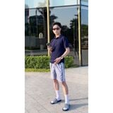  Dép quai ngang nam nữa Unisex Slipper M Masler-MT 3 sọc xanh navy với đế chống trượt và quai êm chân NV2 