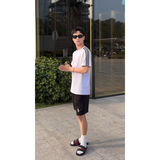  Dép quai ngang nam nữ Unisex Slipper M Masler-MT màu đỏ sọc trắng, thiết kế đế chống trơn trượt và lớp quai êm chân TM 