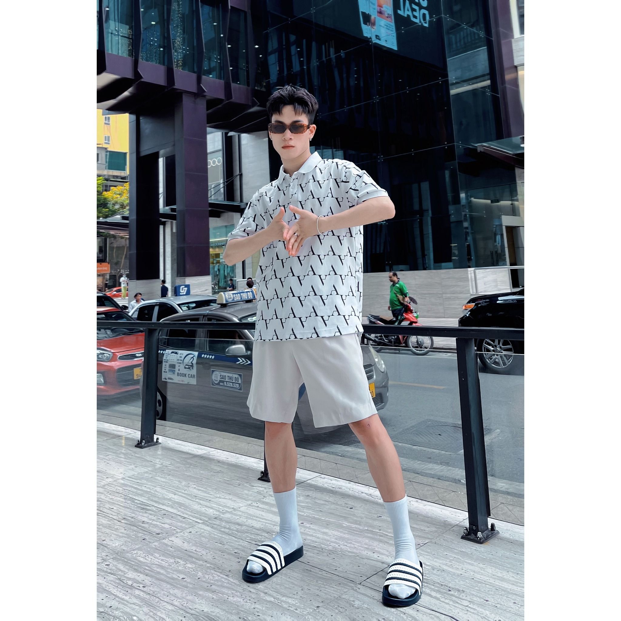  Dép quai ngang nam nữ Unisex Slipper M Masler MT 3 sọc navy trắng với đế êm chân chống trượt và khử mùi NV1 