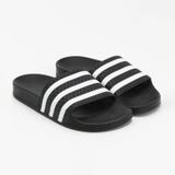  Dép quai ngang nam nữ Unisex Slipper M Masler-MT 3 sọc đen trắng với thiết kế đế chống trượt và quai êm chân DT1 