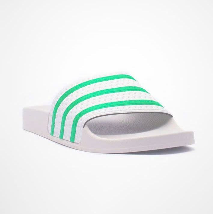  Dép quai ngang nam nữ Unisex Slipper M Masler-MT màu trắng sọc xanh lá có lớp đế dễ vệ sinh, chống trượt TSL 
