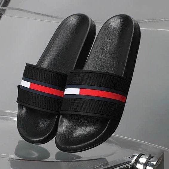  Dép quai ngang nam nữ Unisex Slipper M Masler-MT màu đỏ sọc trắng, thiết kế đế chống trơn trượt và lớp quai êm chân TM 