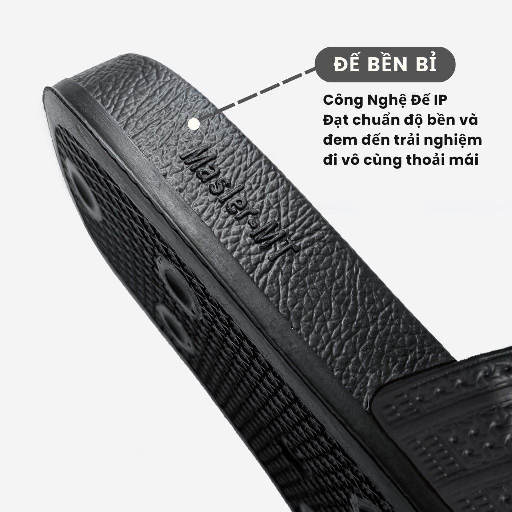  Dép quai ngang nam nữ Unisex Slipper M Masler-MT 3 sọc màu đen với thiết kế đế chống trơn trượt và quai êm chân DT2 