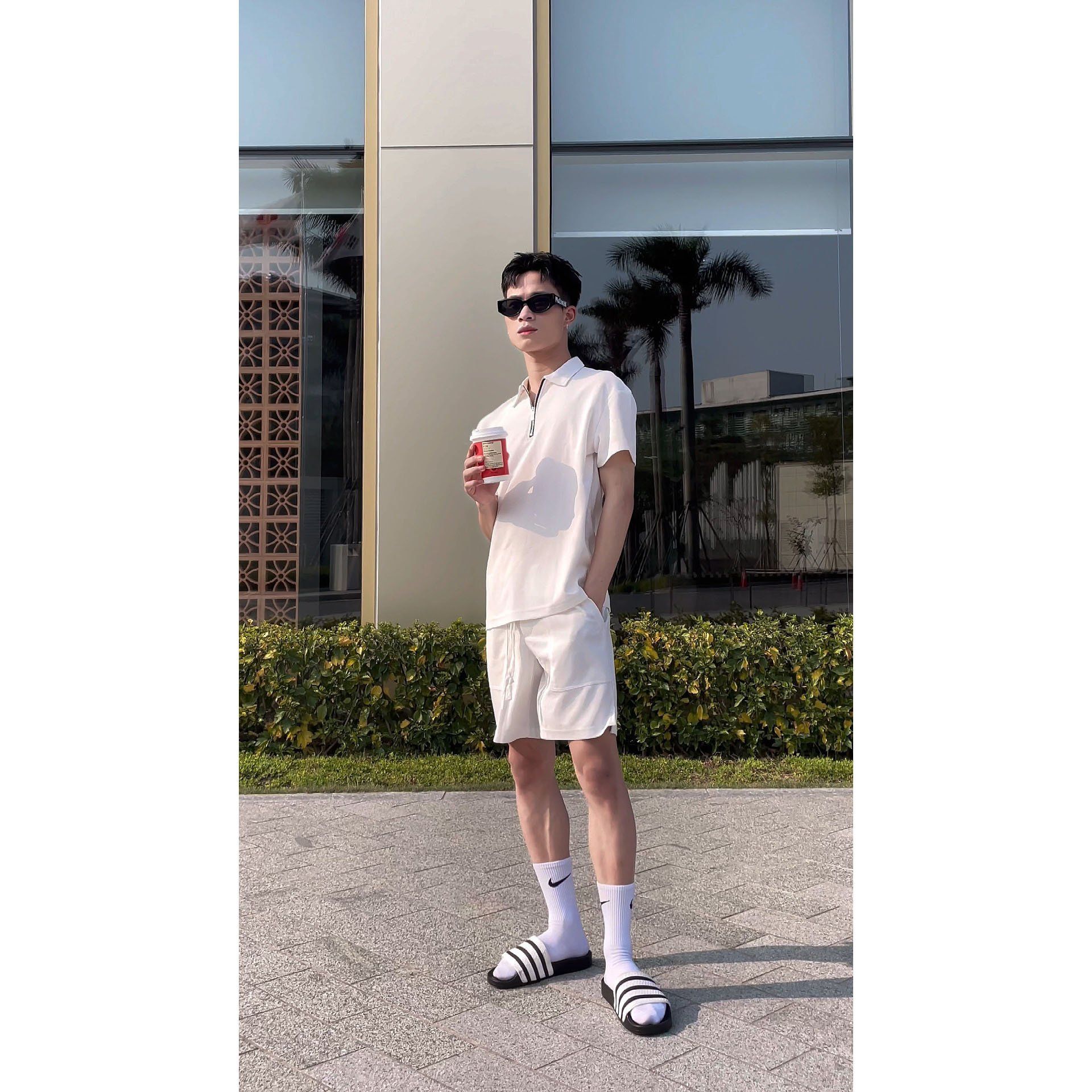  Dép quai ngang nam nữ Unisex Slipper M Masler-MT 3 sọc đen trắng với đế chống trơn và quai êm chân TD2 