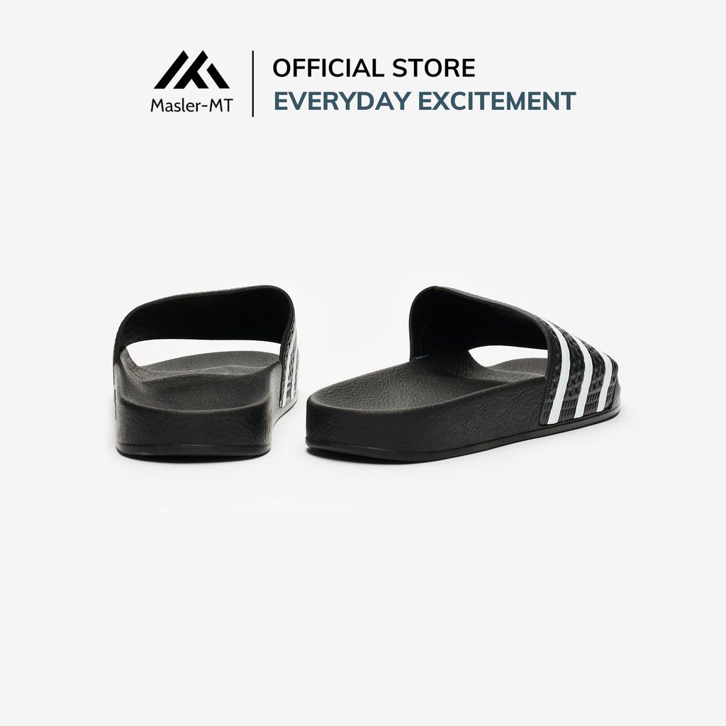  Dép quai ngang nam nữ Unisex Slipper M Masler-MT 3 sọc đen trắng với thiết kế đế chống trượt và quai êm chân DT1 