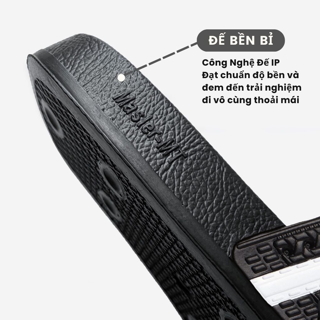  Dép quai ngang nam nữ Unisex Slipper M Masler-MT 3 sọc đen trắng với thiết kế đế chống trượt và quai êm chân DT1 