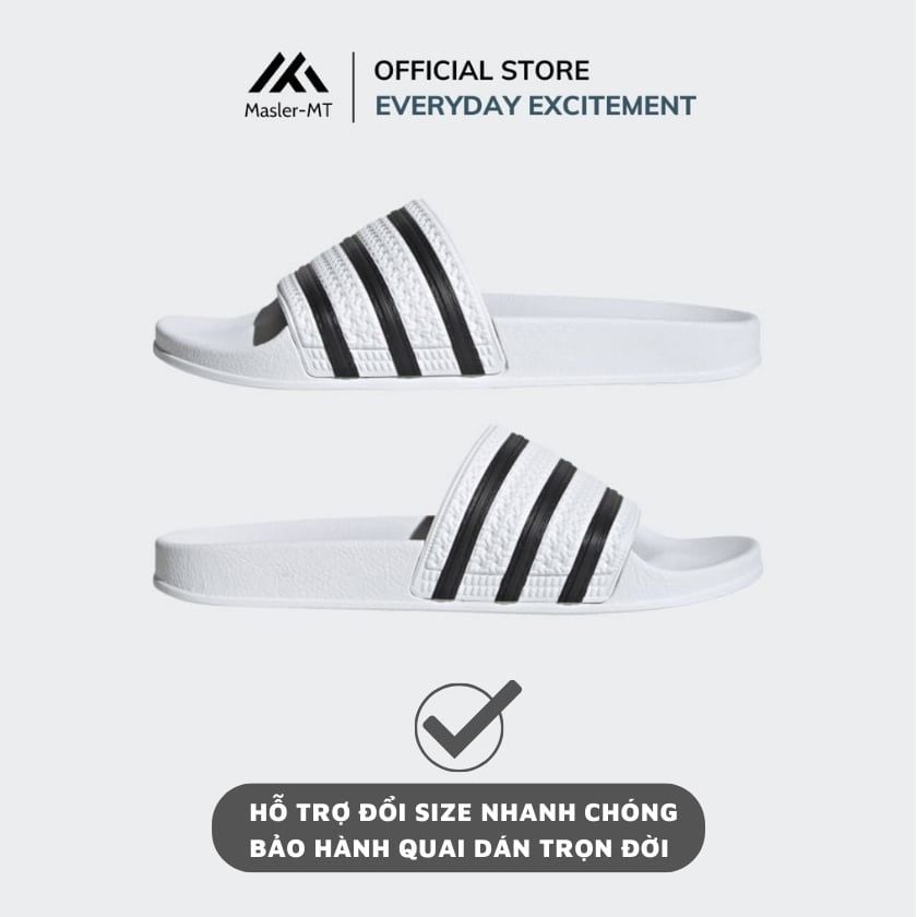  Dép quai ngang nam nữ Unisex Slipper M Masler-MT 3 sọc trắng đen với lớp đế chống ố vàng, dễ vệ sinh TD1 