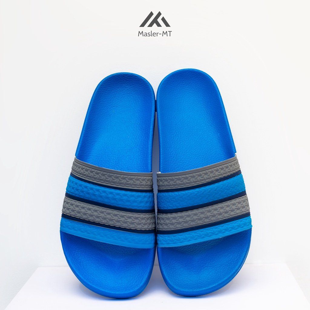  Dép quai ngang nam nữ Unisex Slipper M Masler-MT màu xanh dương 4 sọc xám với lớp đế chống trơn trượt XD4X 