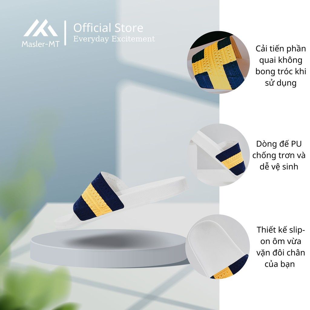  Dép quai ngang nam nữ Unisex Slipper M Masler-MT cờ đan mạch vàng với lớp đế chống trượt và quai êm chân DMV 
