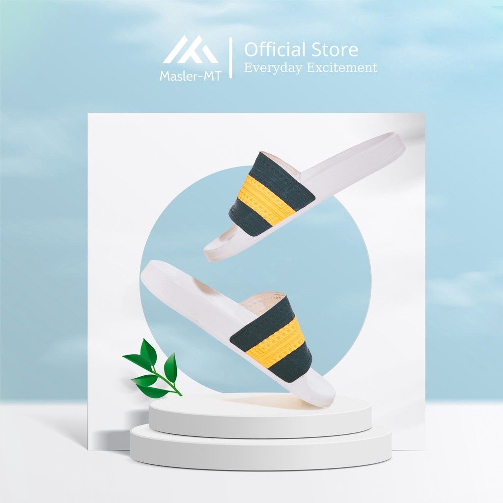 Dép quai ngang nam nữ Unisex Slipper M Masler-MT cờ đan mạch vàng với lớp đế chống trượt và quai êm chân DMV 