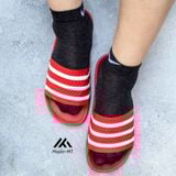  Dép quai ngang nam nữ Unisex Slipper M Masler-MT màu đỏ sọc trắng với lớp quai êm chân và đế chống trơn DST 