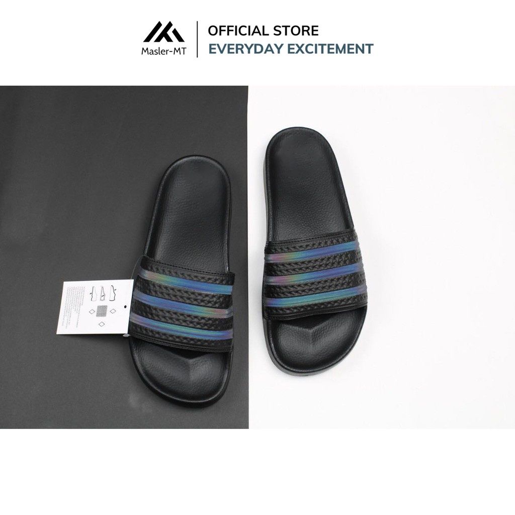  Dép quai ngang nam nữ phản quang Unisex Slipper M Masler-MT 3 sọc với đế đi êm chân và chống trượt PQ1 