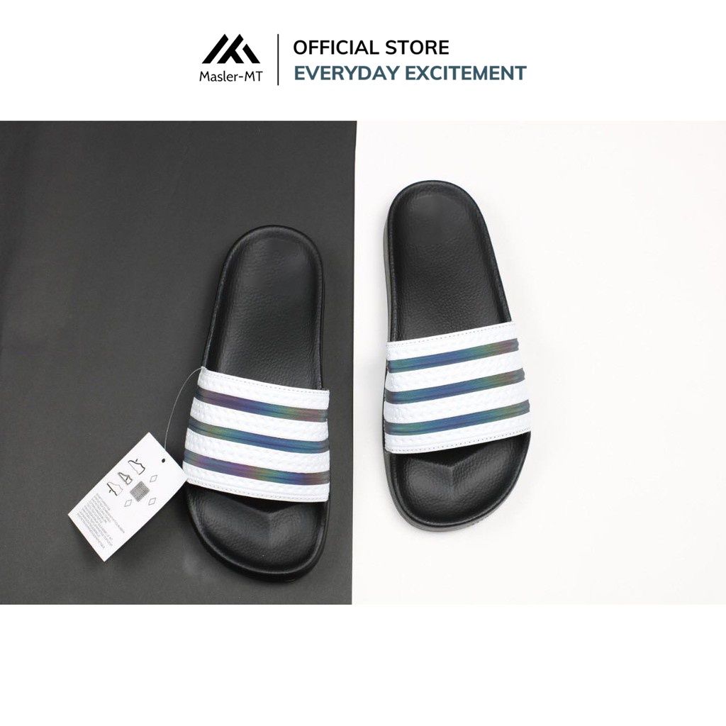  Dép quai ngang nam nữ phản quang Unisex Slipper M Masler-MT 3 sọc với đế đi êm chân và chống trượt PQ1 