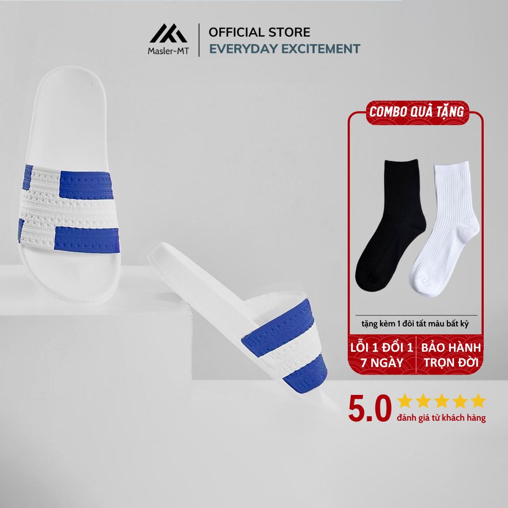  Dép quai ngang nam nữ Unisex Slipper M Masler-MT cờ đan mạch xanh dương với lớp đế chống trơn DMXD 
