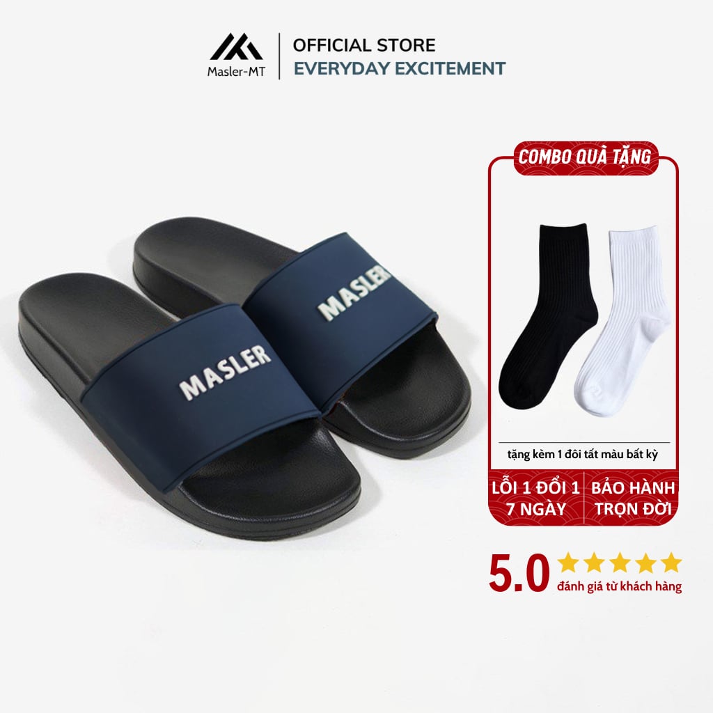  Dép quai ngang nam nữ Unisex Slipper M Masler-MT màu navy với đế chống trơn trượt và lớp quai thoáng khí MT9 