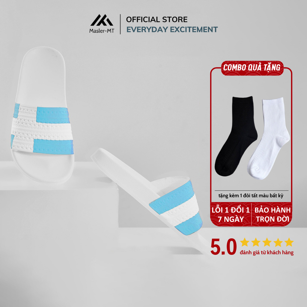  Dép quai ngang nam nữ Unisex Slipper M Masler-MT cờ đan mạch xanh lam với lớp đế chống trượt DMLM 