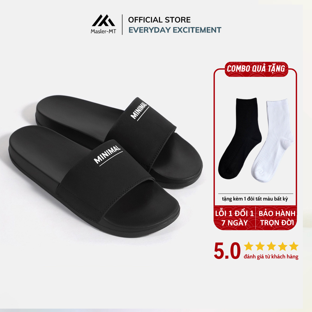  Dép da quai ngang nam nữ Unisex Slipper M Masler MT Minimal với lớp đế chống trượt và quai êm chân MIN 