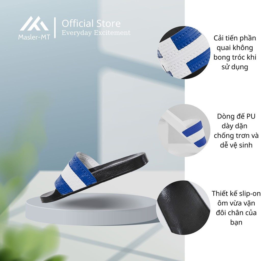  Dép quai ngang nam nữ Unisex Slipper M Masler-MT cờ đan mạch xanh dương với lớp đế chống trơn DMXD 