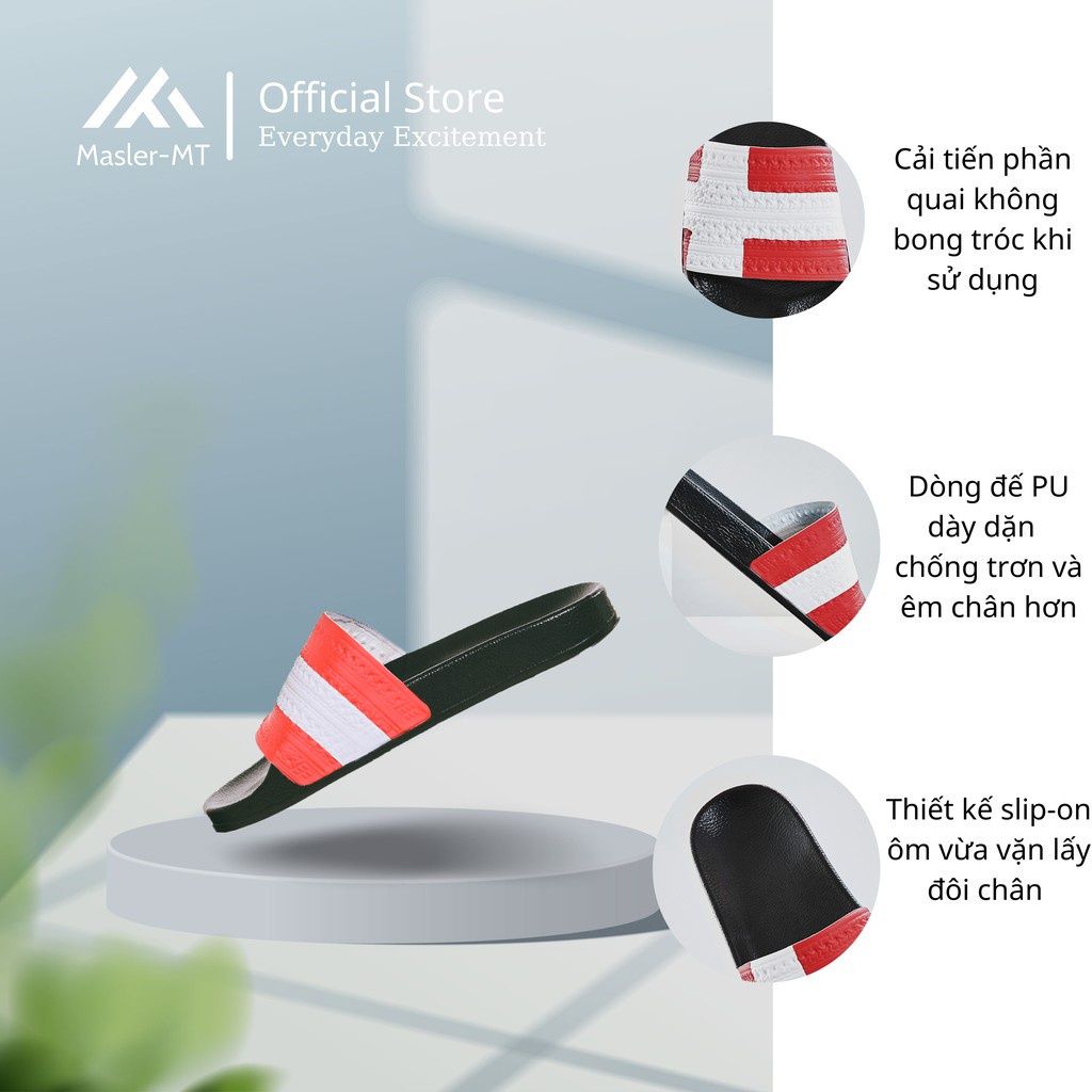  Dép quai ngang nam nữ Unisex Slipper M Masler-MT với đan mạch đỏ với lớp đế chông trượt DMD 