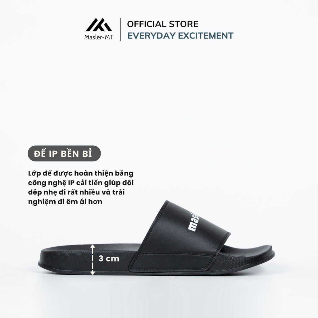  Dép da quai ngang nam nữ Unisex Slipper M Masler-MT màu đen có lớp đế êm chân thoải mái, bền bỉ và siêu nhẹ MT2 