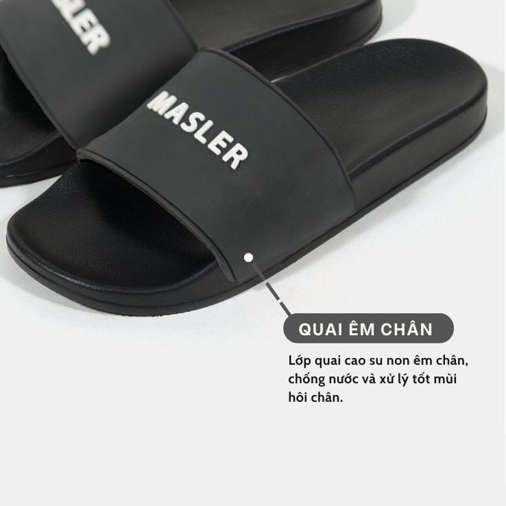 Dép quai ngang nam nữ Unisex Slipper M Masler-MT màu đen trắng có lớp đế chống trơn trượt và quai êm chân MT6 